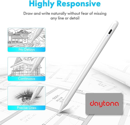 ZR61 Ios/Android/Windows Dokunmatik Ekran İçin Pil Göstergeli, Magnetik, Type C Şarj Kablolu Yedek Uçlu Stylus Dokunmatik Kalem