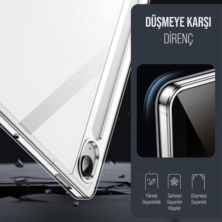 Samsung Tablet Kılıf Şeffaf Silikon Arka Kapak (Galaxy Tab S9 FE/Galaxy Tab S9 X710)