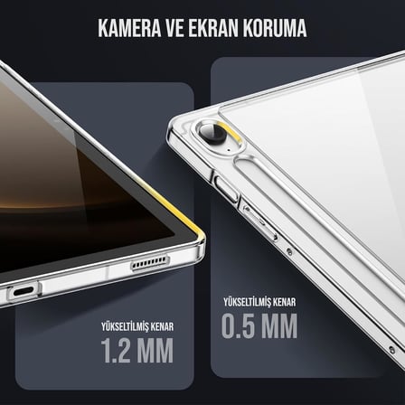 Samsung Tablet Kılıf Şeffaf Silikon Arka Kapak (Galaxy Tab S9 FE/Galaxy Tab S9 X710)