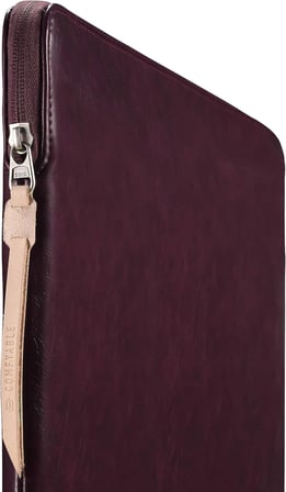 iPad Air 13" M3 2025, iPad Pro 13" M5 2025 ile Uyumlu Tablet Kılıfı Sihirli Klavye ve Kalem Tutuculu - PU Deri Çanta İnce Koruyucu Kılıf - Berry Brown