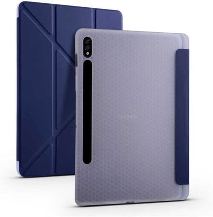 Samsung Galaxy Tab S7 FE Lte (T737-T736-T733-T730) ile Uyumlu Kılıf Kalem Bölmeli Standlı Akıllı Kapak - Lacivert 1