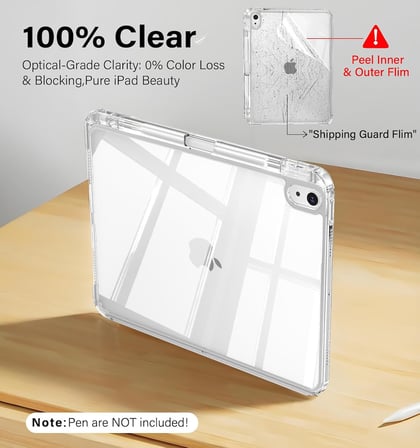 iPad (A16) 11./10. Nesil 8+ Görüş Açısına Sahip Kılıf, Kendin Yap Çıkarılabilir Sürgülü Kapak, Tamamen Şeffaf Sert Arka Kabuk, Katı Y-Katlanır Stand, iPad 10,9 inç (2022)/ 11" (2025)-Yeşil-1