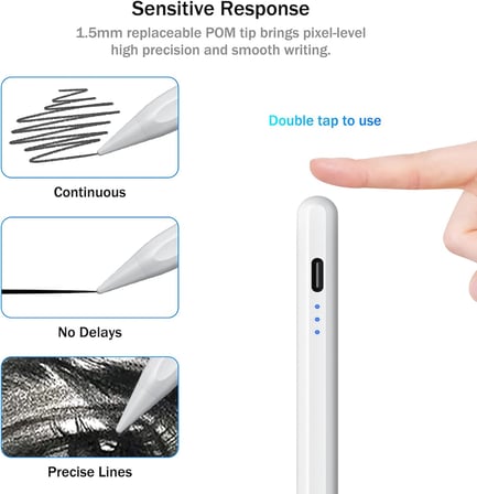 iPad için Kalem (2022-2018), Led Göstergeli, Eğim Sensörü Avuç İçi Reddetme Kalemi Apple iPad 10/9/8/7/6. Nesil, iPad Air 5./4./3. Nesil, iPad Pro 11 ve 12.9", ipad mini 6/5