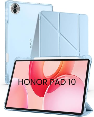 Honor Pad 10 12.1 inç ile Uyumlu Standlı Kalem Bölmeli Uyku Modlu Akıllı Tablet Kılıf Kapak - Mavi