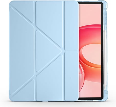 Honor Pad 10 12.1 inç ile Uyumlu Standlı Kalem Bölmeli Uyku Modlu Akıllı Tablet Kılıf Kapak - Mavi
