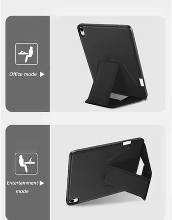 Apple iPad Pro ile uyumlu 12.9 (4.Nesil) Kılıf Lüks Kadife İç Kaplamalı iPad Pro 12.9 4.Nesil 2020 Suni Deri, Mıknatıslı V- Stand Tablet Arka Kapak (Siyah, Apple iPad Pro 12.9 4.Nesil (2020)