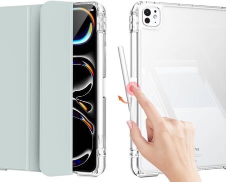 iPad Pro 13 (2025 M5) Kılıf – Magnetik Ayrılabilen Airbagli Sliding Tablet Kılıfı | Akıllı Uyandırma-Uyku Özellikli (Lacivert)