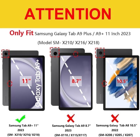 Samsung Galaxy Tab A9 Plus X210 360 Derece Döner Yatay ve Dikey Standlı Tablet Kılıfı Siyah