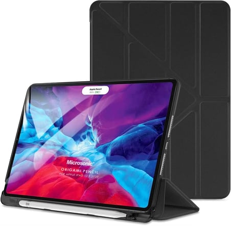 Apple iPad Pro 12.9`` 2022 6. Nesil için Kılıf (A2436-A2764-A2437-A2766) Origami Pencil Siyah [iPad Pro 12.9 2022 ile Uyumlu Kılıf - Siyah]