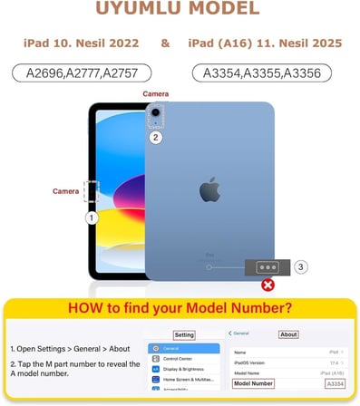 iPad 11. Nesil (A16) 2025 v 10.Nesil 2022 ile Uyumlu Kapağı Ayrılabilir Mıknatıslı Arkası Sert Kılıf Pembe