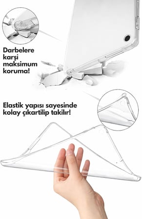 Samsung Galaxy A7 Lite T220 İle Uyumlu Kılıf Kamera Lens Korumalı Şeffaf Silikon Tablet Kılıfı Sova