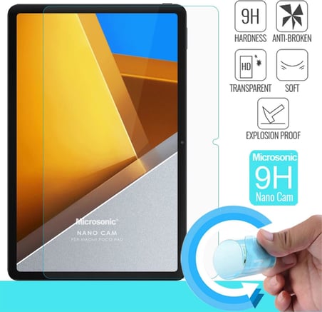 Xiaomi Poco Pad Nano Glass Cam Ekran Koruyucu [Poco Pad ile Uyumlu Ekran Koruyucu - Şeffaf]