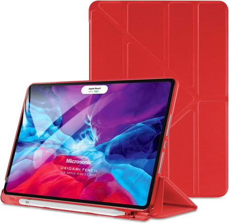 Apple iPad Pro 13 2025 için Kılıf (A3360-A3361) Origami Pencil Kırmızı [iPad Pro 13 2025 ile Uyumlu Kılıf - Kırmızı]