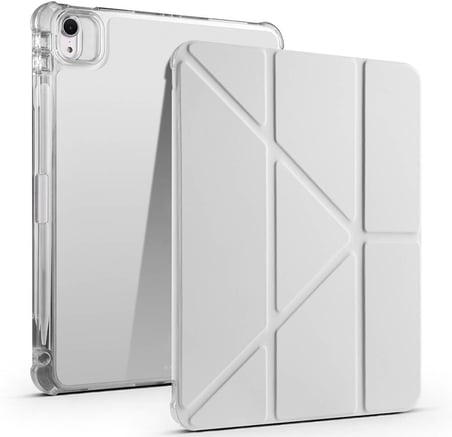 Apple iPad Air 11 2025 M3 Kılıf - Zore Tri Folding Kalem Bölmeli Standlı Kılıf, 4 Kademeli Stand, Darbe Koruyucu, Manyetik Ön Kapak (Gri)