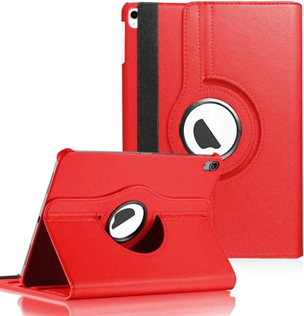 Apple iPad Air 11 2024 için Kılıf (A2902-A2903) 360 Rotating Stand Deri Kırmızı [iPad Air 11 2024 ile Uyumlu Kılıf - Kırmızı]