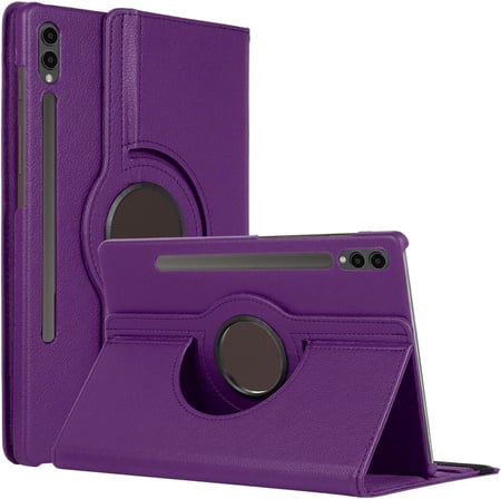 Samsung Galaxy Tab S9 Plus X810 için Kılıf 360 Rotating Stand Deri Mor [Galaxy Tab S9 Plus X810 ile Uyumlu Kılıf - Mor]
