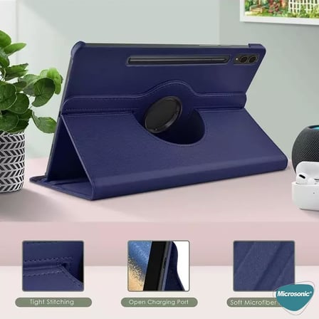 Samsung Galaxy Tab S9 Plus X810 için Kılıf 360 Rotating Stand Deri Mor [Galaxy Tab S9 Plus X810 ile Uyumlu Kılıf - Mor]