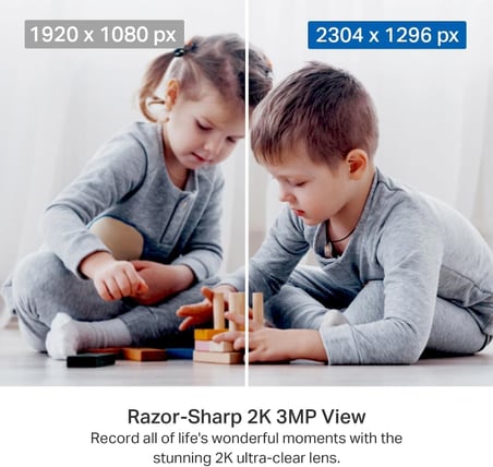 Tapo C211 2K 3MP Yatay ve Dikey Ev Güvenliği Wi-Fi Kamerası, Gece Görüşü, IP66 Su Geçirmez, Siyah Renk + 64GB Kioxia MicroSD Bellek