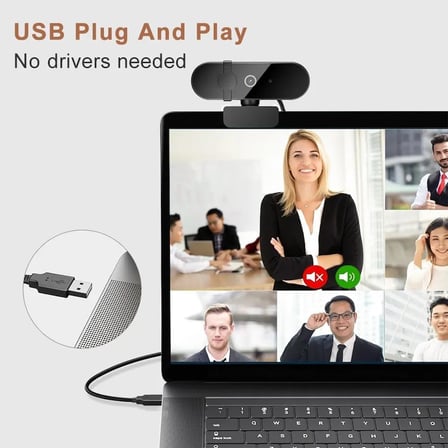 WebCam 4K Konferans Kamera Gizlilik Bandı Dahili Mikrofon Chat Görüntülü Sohbet Yayın Kamerası HD Video Web Kamerası 813