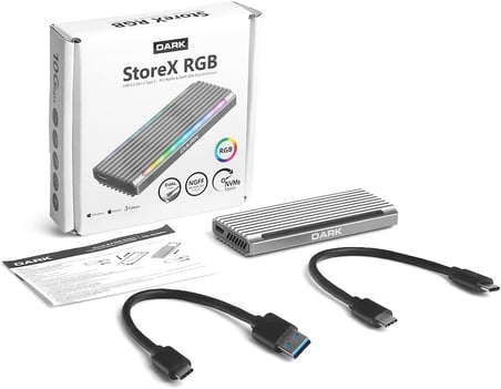 USB 3.2 Gen2 Type C - M.2 NVMe & SATA SSD RGB LED'Lİ Disk Kutusu (DK-AC-DSEM5)