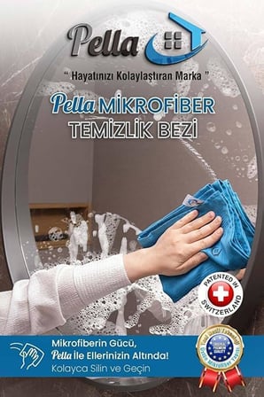Pella- Orijinal Pella- Mikrofiber Temizlik Bezi 2x(3'LÜ PAKET) Toplam 6 Adet(MAVİ,GRİ,FÜME)