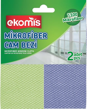 Mikrofiber Cam Bezi, 100% Mikrofiber Malzeme, 32x32 cm, 2'li Paket, Etkili Temizleme