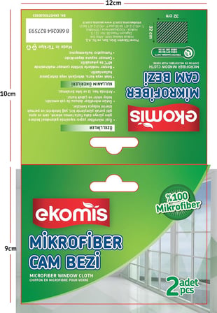 Mikrofiber Cam Bezi, 100% Mikrofiber Malzeme, 32x32 cm, 2'li Paket, Etkili Temizleme