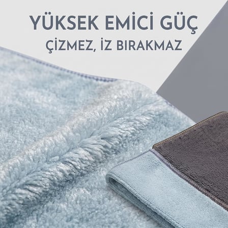 Velvet Soft Süper Emici Kadife Doku Mikrofiber Bez 2'li Set Açık Mavi - Gri 40x40 cm