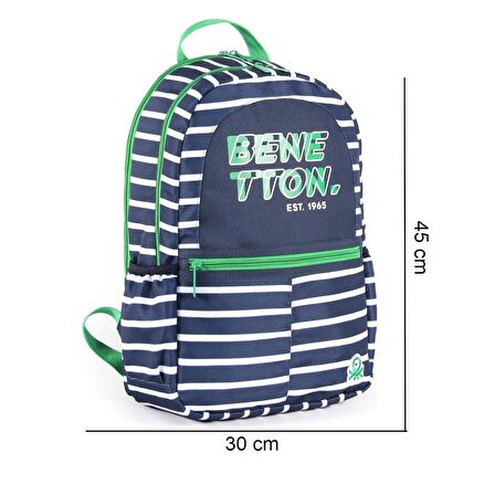 Benetton Laptop Bölmeli Okul Sırt Çantası 3 Bölmeli+Beslenme Çantası+Kalemlik