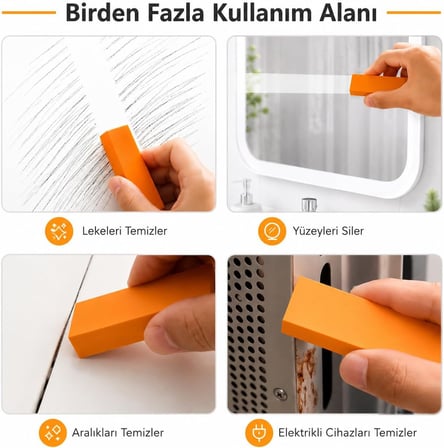 Çok Amaçlı Sihirli Köpük Temizlik Silgisi, Turuncu, Leke Temizleyici, Yüzey Parlatma