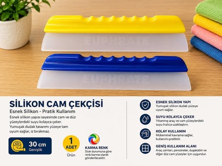 EUPHRATE 30 cm Silikon Flexıbles Oto Cam ve Kaporta Sileceği – Araç Camı Su Çekçek Aparatı – Pratik Kurulama ve Temizlik Aparatı