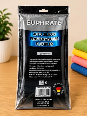 EUPHRATE 30 cm Silikon Flexıbles Oto Cam ve Kaporta Sileceği – Araç Camı Su Çekçek Aparatı – Pratik Kurulama ve Temizlik Aparatı