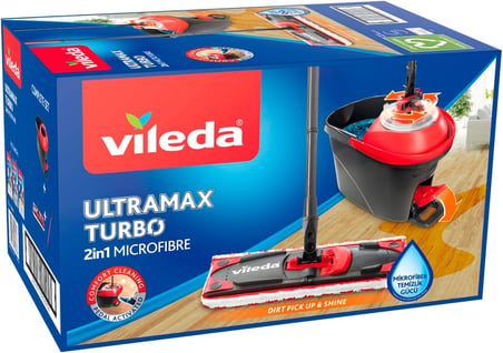 Ultramax Turbo Pedallı Temizlik Seti, Zemin Sileceği ve Güçlü Sapanlı Kova, 360 Derece Döner Başlık