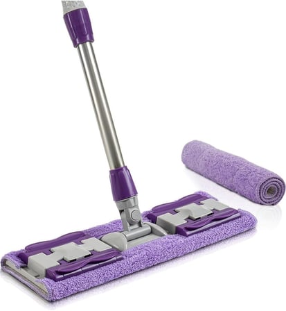Mor Teleskopik Mandallı Mikrofiber Sihirli Mop Yüzey Temizleyici