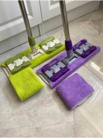 Mor Teleskopik Mandallı Mikrofiber Sihirli Mop Yüzey Temizleyici