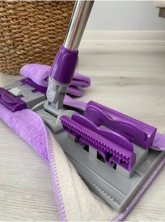 Mor Teleskopik Mandallı Mikrofiber Sihirli Mop Yüzey Temizleyici