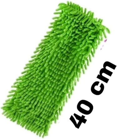 40 cm Mikrofiber Makarna Mop Başlığı 2’li Set, Yüksek Emici Chenille Mop Ucu, İz ve Tüy Bırakmaz, Parke, Seramik, Laminat ve Mermer İçin Uygun Temizlik Bezi (Turuncu, Yeşil, Mavi)