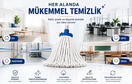Welsoft İpli Mop Yedek Uç Mikro Etkili Paspas