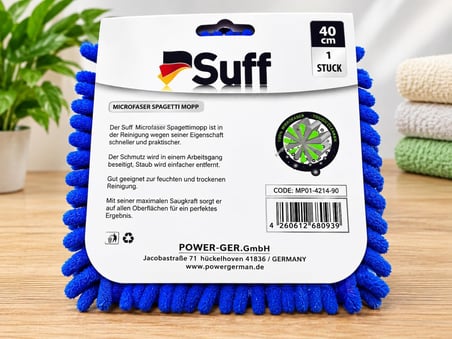 Suff 40 cm Mikrofiber Spagetti Mop Bezi – Islak & Kuru Temizlik – Karma Renk