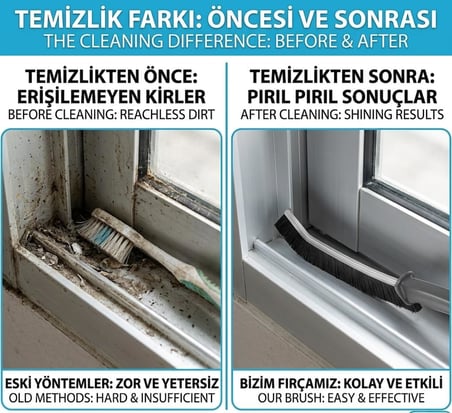 4 Adet Dar Alan Temizleme Fırçası Seti - Kavisli Derz ve Boşluk Fırçası - Mutfak, Banyo ve Pencere Rayları İçin Sert Kıllı Fırça
