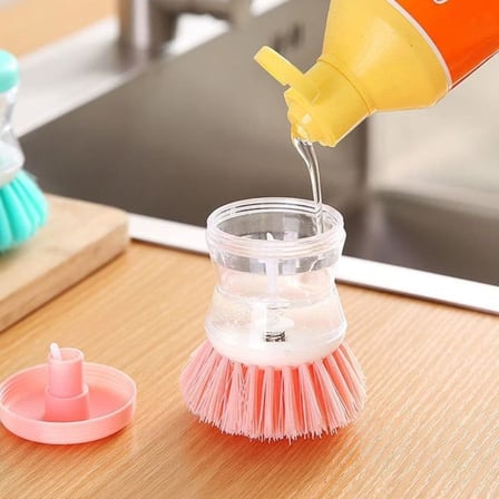 Hazneli Bulaşık Fırçası, Kırmızı, Hazneli, Mutfak Temizlik Fırçası (Pembe)