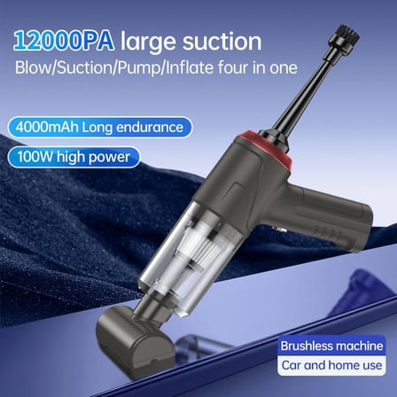 Araba Süpürgesi Dahili Işıklı Taşınabilir Kablosuz, Şarj Edilebilir Süpürge, 18000 PA Yüksek Güçlü Fırçasız Motor, 4000mAh, Ev, Ofis, Bilgisayar için Çoklu Başlıklı LT-145 Titanium