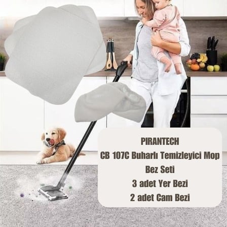 Buharlı Temizleyici Mop Seti, Pirantech CB 107C ile Uyumlu