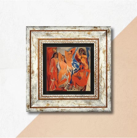 Picasso Avignonlu Kızlar Taş Duvar Tablosu - Çerçeveli Taş Tablo - Dekoratif Duvar Sanatı - Modern Ev ve Ofis Duvar Dekoru T1-302