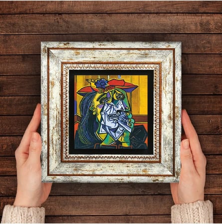 Picasso Ağlayan Kadın Taş Duvar Tablosu - Çerçeveli Taş Tablo - Dekoratif Duvar Sanatı - Modern Ev ve Ofis Duvar Dekoru K1-304