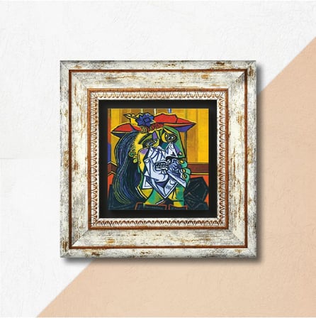 Picasso Ağlayan Kadın Taş Duvar Tablosu - Çerçeveli Taş Tablo - Dekoratif Duvar Sanatı - Modern Ev ve Ofis Duvar Dekoru K1-304