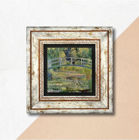 Claude Monet Nilüfer Gölü Taş Duvar Tablosu - Çerçeveli Taş Tablo - Dekoratif Duvar Sanatı - Modern Ev ve Ofis Duvar Dekoru T1-138