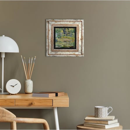 Claude Monet Nilüfer Gölü Taş Duvar Tablosu - Çerçeveli Taş Tablo - Dekoratif Duvar Sanatı - Modern Ev ve Ofis Duvar Dekoru T1-138