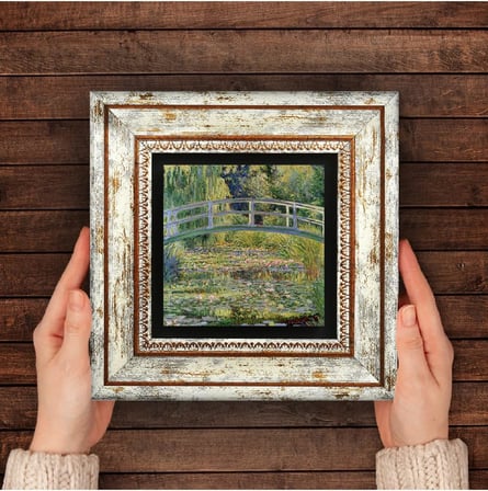 Claude Monet Nilüfer Gölü Taş Duvar Tablosu - Çerçeveli Taş Tablo - Dekoratif Duvar Sanatı - Modern Ev ve Ofis Duvar Dekoru T1-138