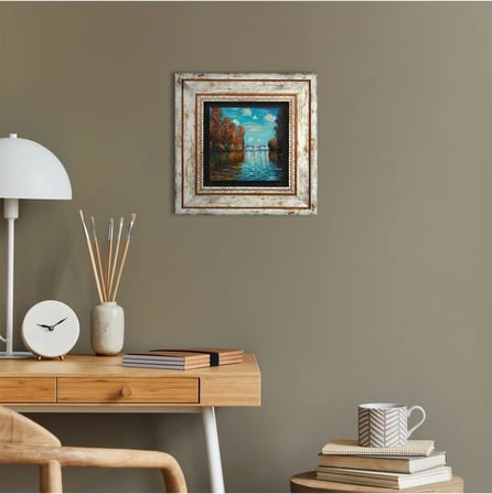 Claude Monet Sonbahar Taş Duvar Tablosu - Çerçeveli Taş Tablo - Dekoratif Duvar Sanatı - Modern Ev ve Ofis Duvar Dekoru T1-254